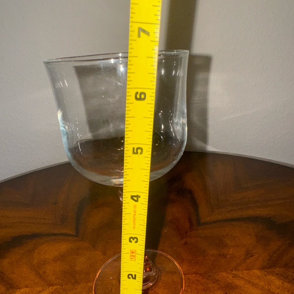 5 Vintage Cristal  D’Aques J G Durand Pink Stem Wine Glasses no damage - Picture 6 of 7